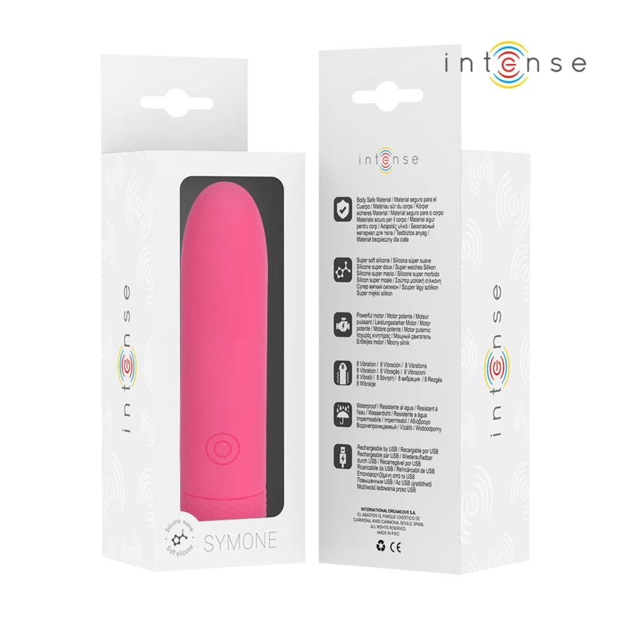 INTENSE  SYMONE USB TAASLAETAV VIBRATING BULL 8 VIBRATIONS ROOSA 10 X 2,2 CM